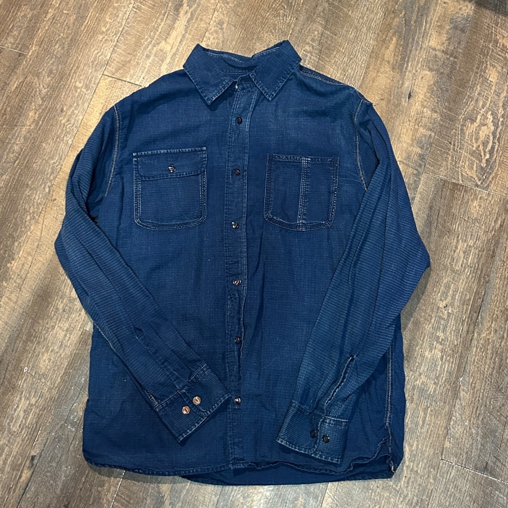 Women's Orvis Washed Indigo Denim Long Sleeve Shirt Button Up Medium